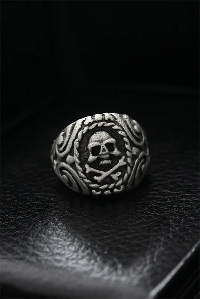 Ayarlanabilir Desenli Kurukafa Model Erkek Yüzük - EBJ250501W33420