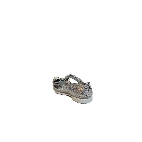 Fiyra 8013 Gümüş Taşlı Kurdeleli Cırtlı Bebe Kız Çocuk Babet - 6