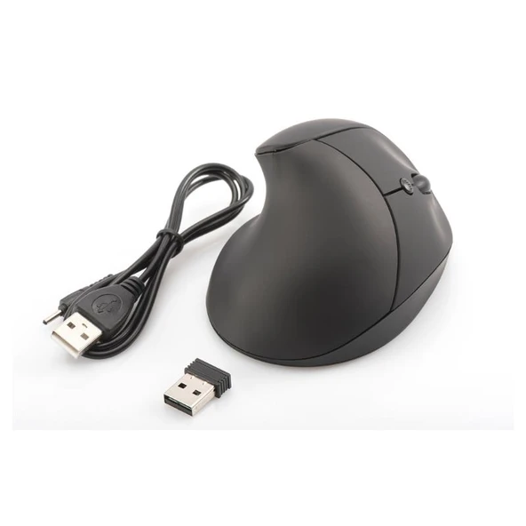 Digitus DA-20155 Kablosuz Ergonomik Mouse, dikey, 6D tuşlar, şarj edilebilir, siyah - 3