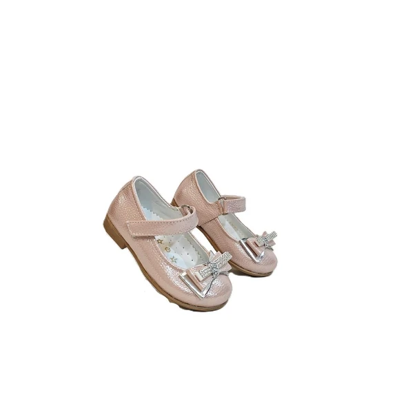 Fiyra 8013 Pudra Taşlı Kurdeleli Cırtlı Bebe Kız Çocuk Babet - 3