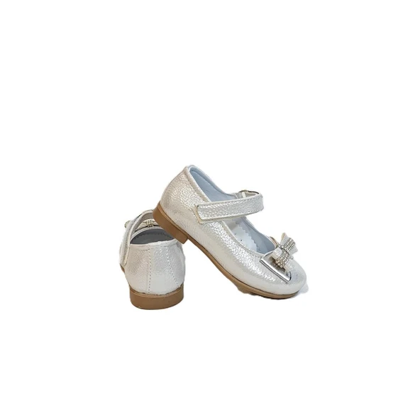 Fiyra 8013 Sedef Taşlı Kurdeleli Cırtlı Bebe Kız Çocuk Babet - 3