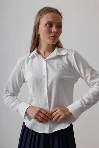 Basic Gömlek - Beyaz - Resim 4