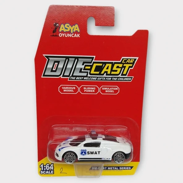 Metal Mini Polis Arabası  8 cm - Polis - 2 - 4