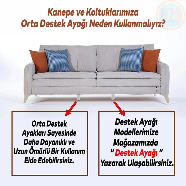 Mobilya Tv Ünitesi Çekyat Koltuk Kanepe Baza Destek Ayağı Ayakları 12 Cm Krem Ayak 6'lı Set - Resim 7