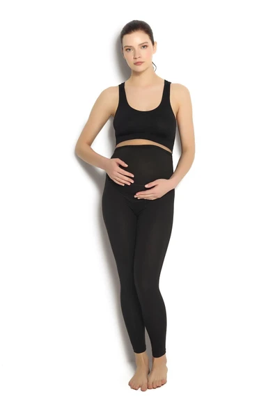 ASM1305 Kadın Annelik Hissi Siyah Alt Uzun HamilelikTaytı 560 - 3