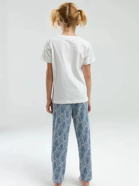 Arnetta Kız Çocuk Beyaz Kısa Kol Pijama Takım 3305 - Resim 3