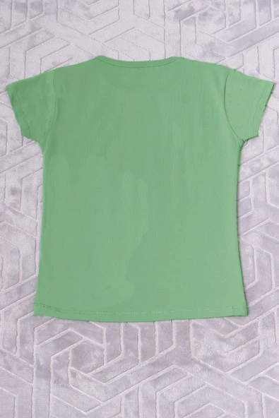 KIZ ÇOCUK TSHİRT PAPATYA BASKILI BİSİKLET YAKA D26 - Resim 11