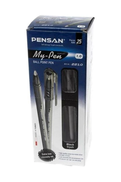 Pensan My-Pen Tükenmez Kalem 1.0 Mm 2210 Siyah - 25 Adet