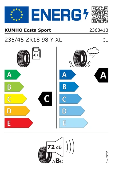 Kumho 235/45R18 98Y Xl Ecsta Sport Ps72 Oto Lastik ( Üretim Yılı : 2025 )