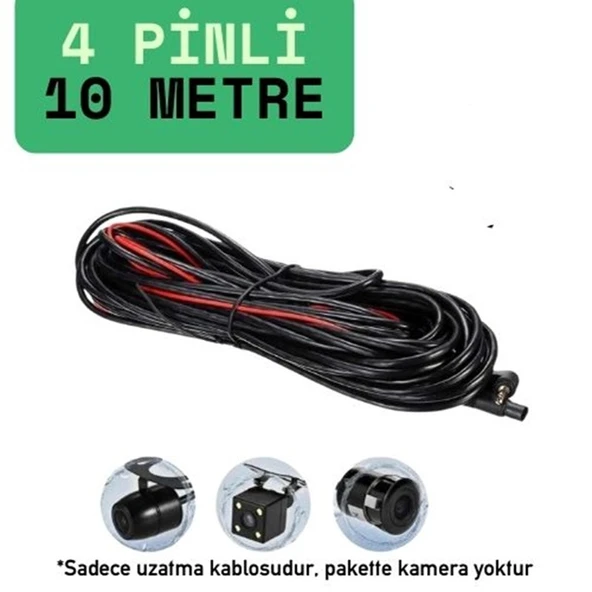 Wevolt MB-500 VE TÜM 4K MODELLERİ İÇİN Araç Kamera Kablosu 4 Pin 10M 2,5 Mm 4 Boğum Araç Kamera Kablosu