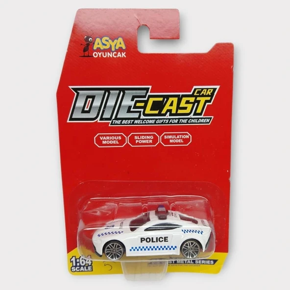 Metal Mini Polis Arabası  8 cm - Polis - 5 - 5