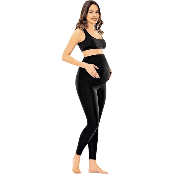 ASM1305 Kadın Annelik Hissi Siyah Alt Uzun HamilelikTaytı 560 - 2