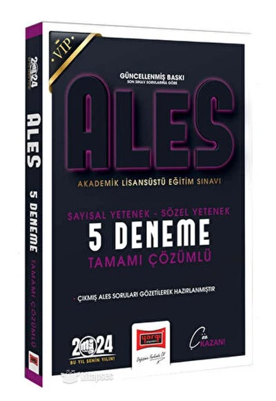 2024 ALES Vip Sayısal-Sözel Yetenek Tamamı Detaylı Çözümlü 5 Deneme Sınavı Yargı Yayınevi