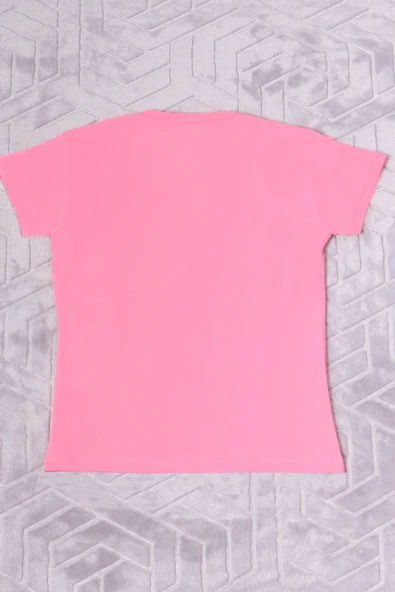 KIZ ÇOCUK TSHİRT PAPATYA BASKILI BİSİKLET YAKA D26 - Resim 4