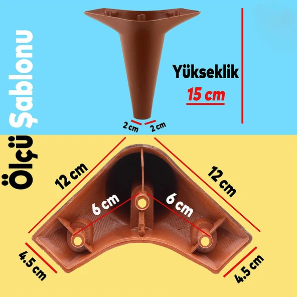 Mobilya Kanepe Koltuk TV Ünitesi Yükseltici Destek Ayağı Ayakları15 cm Kahve 20'li Set - 2