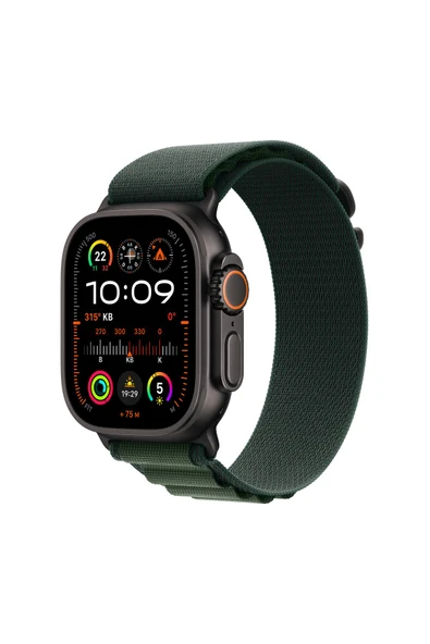 Apple Watch Ultra 2 GPS + Cellular 49mm Siyah Titanyum Kasa ve Koyu Yeşil-Alpine Loop Kordon Akıllı Saat - Large  (Apple Türkiye Garantili)