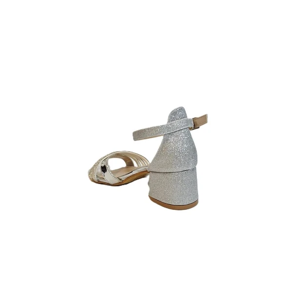 Fiyra 9052 Gümüş Simli Çapraz Üçbant Kız Çocuk Abiye Topuklu - 4