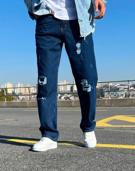 Yırtık Yamalı Baggy Jean