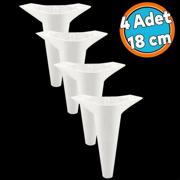 Mobilya Kanepe Sehpa TV Ünitesi Koltuk Ayağı 18 cm Beyaz Baza Ayak 4 Adet
