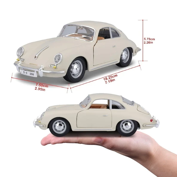 Bburago 1:24 Porsche 356B Coupe (1961) Krem - 2