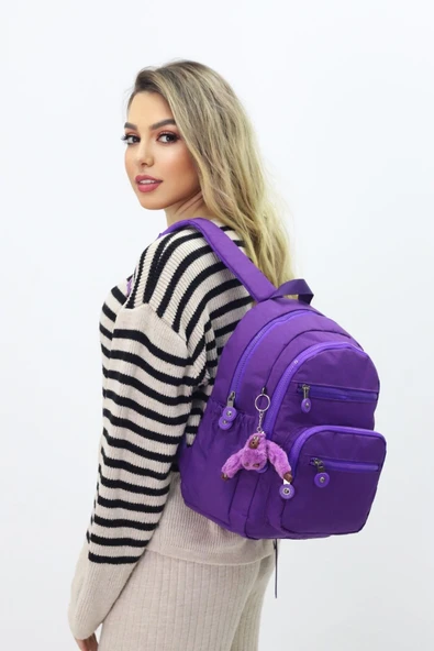 Sevimli Peluş Figürlü Günlük Kadın Sırt Çantası Şık, Kullanışlı, Okula ve Seyahate Uygun - 2