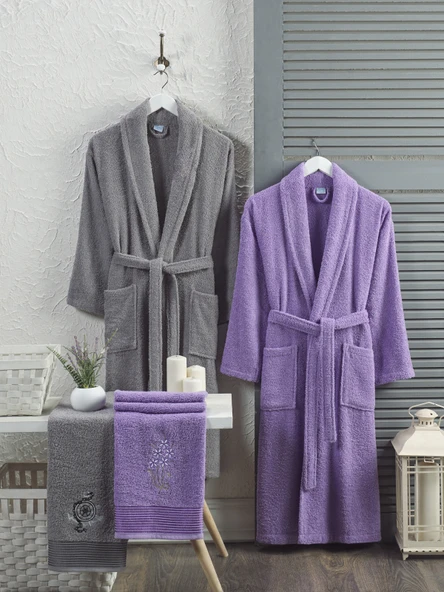 %100 Pamuklu Daily 8 Parça Aile Bornoz Seti Bornoz Takımı Çeyiz Seti