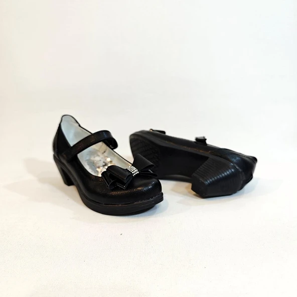 Fiyra 9051 Siyah Kurdaleli Cırtlı Bantlı Kız Çocuk Topuklu Ayakkabı - 3