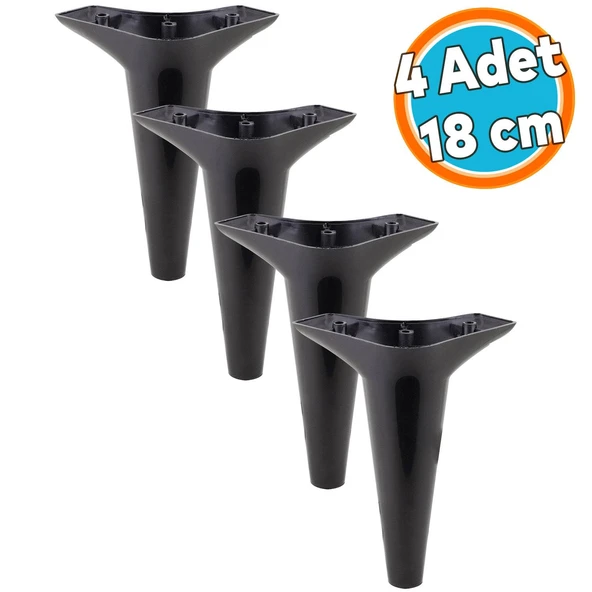 Mobilya Kanepe Sehpa TV Ünitesi Koltuk Ayağı 18 cm Siyah Baza Ayak 4 Adet ürün görseli