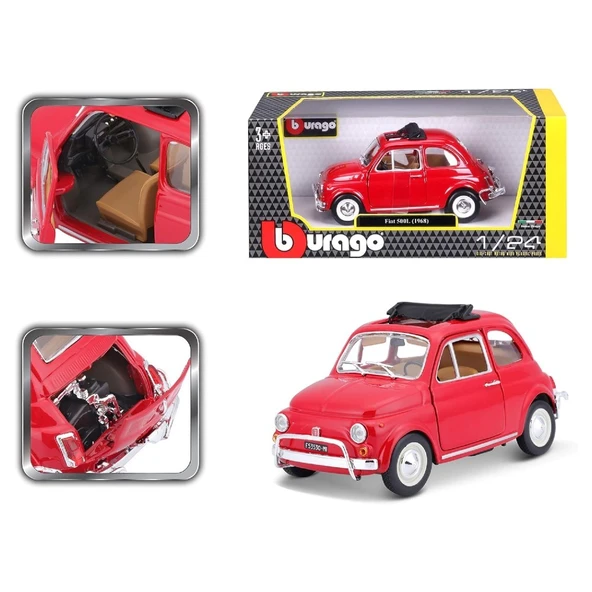 Bburago 1:24 Fiat 500L (1968) Kırmızı