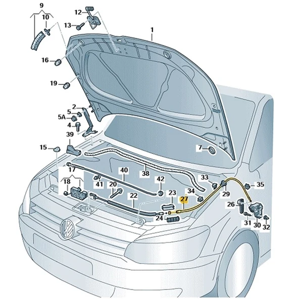 VW Polo 2015-2017 Kaput Açma Teli İç Arka Parça 6R0823535 - 3