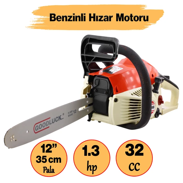 Benzinli Odun Kesme Hızar Ağaç Orman Biçme Testeresi Motoru 35 cm 1.3 Hp 32 cc İthal Motorlu Testere