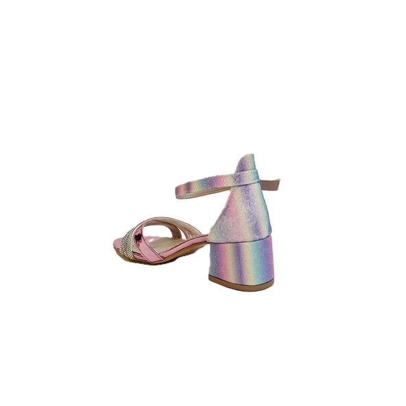 Fiyra 9052 Gökkuşağı Simli Çapraz Üçbant Kız Çocuk Abiye Topuklu - 4