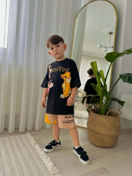 ERKEK ÇOCUK LİON KİNG MODELLİ ŞORTLU PAMUK TAKIM