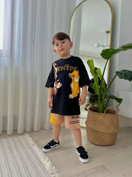 ERKEK ÇOCUK LİON KİNG MODELLİ ŞORTLU PAMUK TAKIM - 2