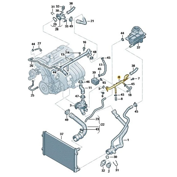Audi A4 2005-2008 1.8T BFB Motor Termostat Soğutma Borusu 06B121065AB - 3