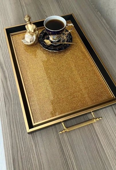 Simli Çay Tepsisi ,lüx Çay Tepsisi,sunum Tepsisi - 7