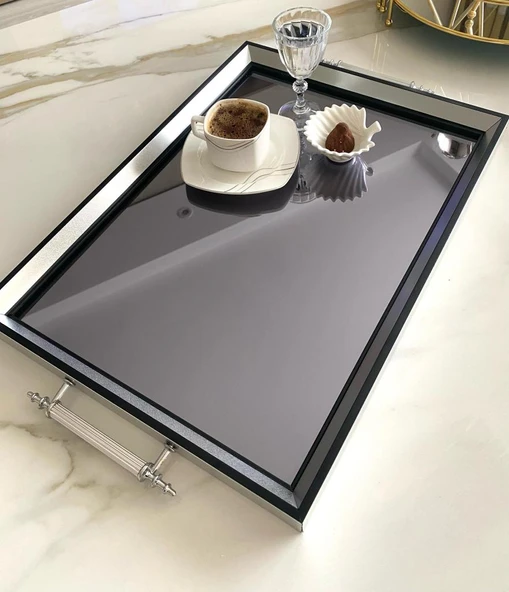 Aynalı Tepsi,lüks Çay Tepsisi,sunum Tepsisi,nişan Tepsisi,çay Kahve Sunum Tepsisi - 12