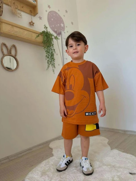 ERKEK ÇOCUK MİCKEY MODELLİ ŞORTLU PAMUK TAKIM