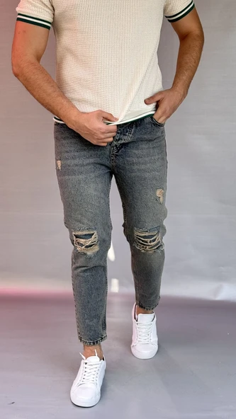 Yırtık Yama Detay Boyfriend Pantolon