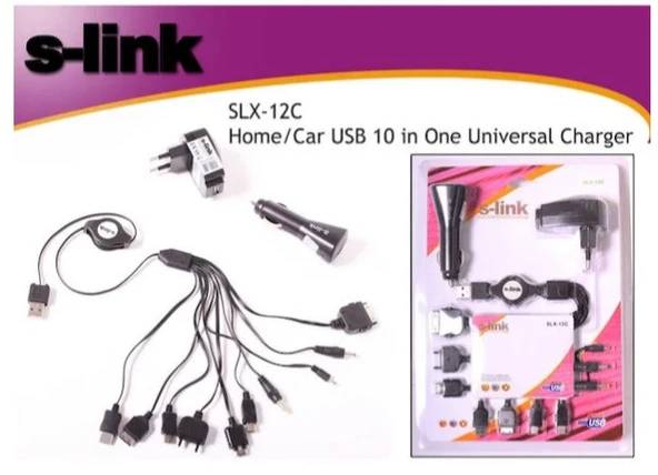 S-Link Slx-12C Usb+220+Ac 10 Lu Şarj Aleti Seti