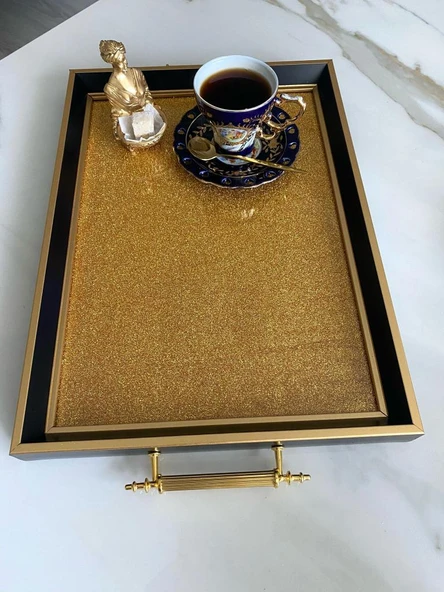 Simli Çay Tepsisi ,lüx Çay Tepsisi,sunum Tepsisi - 16