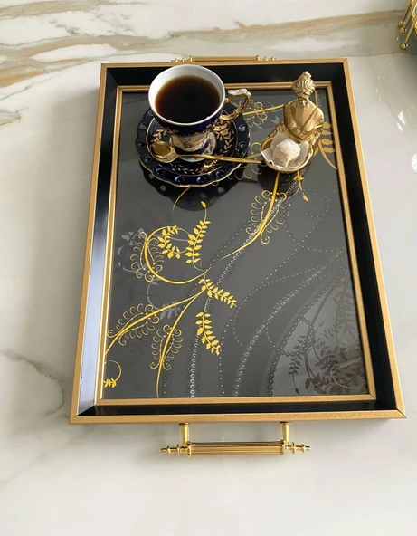 Desenli Çay Tepsisi ,lüx Çay Tepsisi,sunum Tepsisi - 5