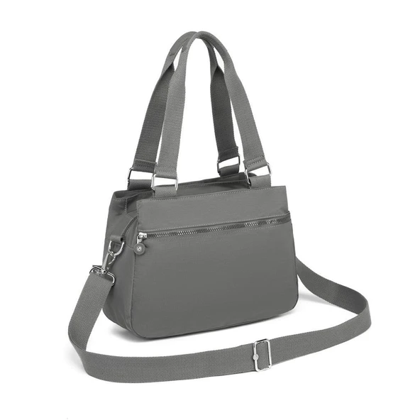 Krinkıl Kumaş Kadın Omuz Çantası Smart Bags 1125 Koyu Gri - 3