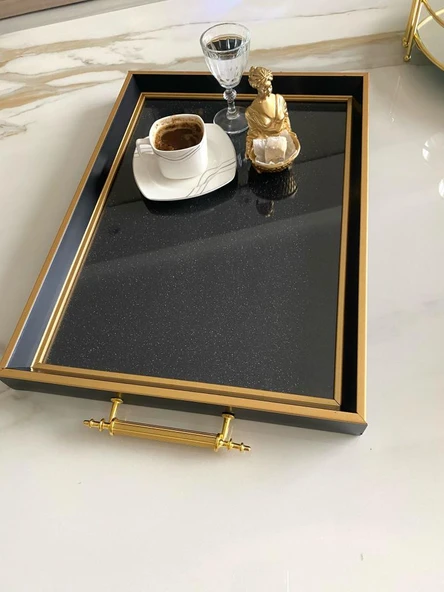 Simli Çay Tepsisi ,lüx Çay Tepsisi,sunum Tepsisi Prıltılı