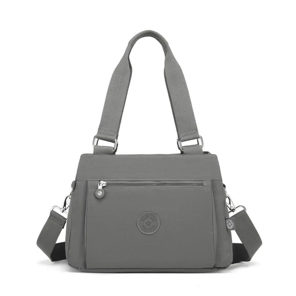 Krinkıl Kumaş Kadın Omuz Çantası Smart Bags 1125 Koyu Gri