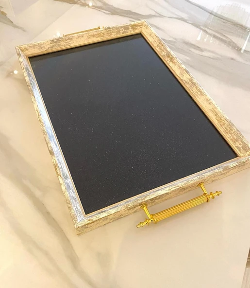 Simli Çay Tepsisi ,lüx Çay Tepsisi,sunum Tepsisi Prıltılı - 8