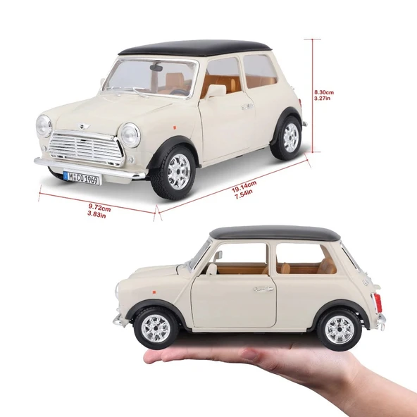 Bburago 1:18 Mini Cooper 1969 Bej - 2