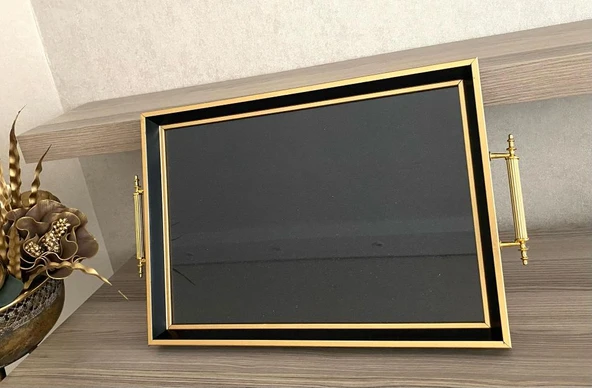 Simli Çay Tepsisi ,lüx Çay Tepsisi,sunum Tepsisi Prıltılı - 2