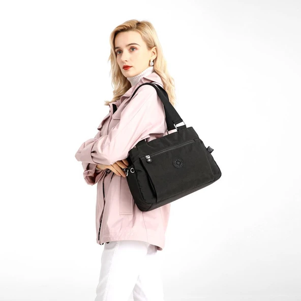 Krinkıl Kumaş Kadın Omuz Çantası Smart Bags 1125 A.Vizon - 4