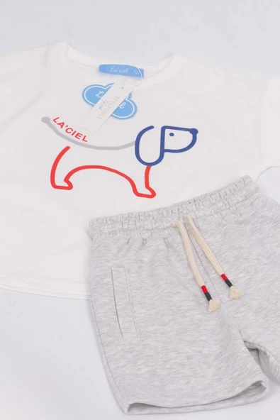 LACİEL ERKEK ÇOCUK BİSİKLET YAKA PAMUK KÖPEK DESENLİ ŞORTLU TAKIM - Resim 4